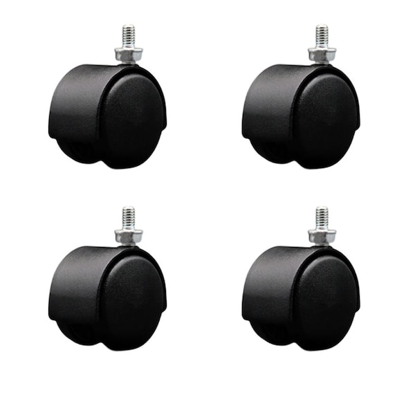 Service Caster 2'' Black Metal Hood Twin Wheel Caster Nylon Wheels 5/16 Thread Stem , 4PK SCC-TS02S50D-NYS-FB-5161812-4 - main